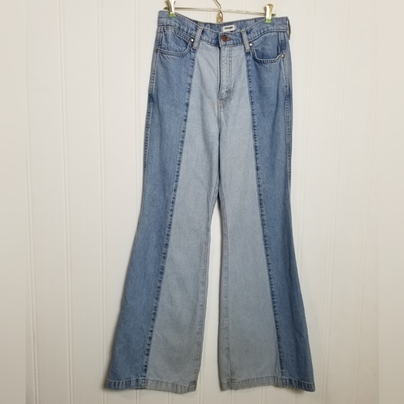Wrangler Two-Tone Flare Jeans - Light Blue and Blue ' - Picture 2 of 15